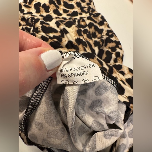 Black Brown Leopard bodysuit long sleeve mock neck size small - Picture 8 of 11